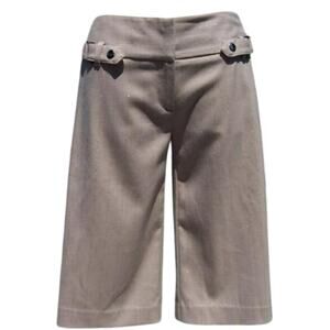 Cache Beige Metallic Self Belt Kissed Stripe Walking Bermuda Short New NWT $98